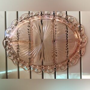 Elegant Pink Glass Serving Tray